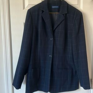 Karen Scott navy blue plaid dress suit jacket size 10